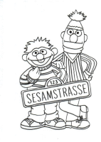 A coloring page of sesame street